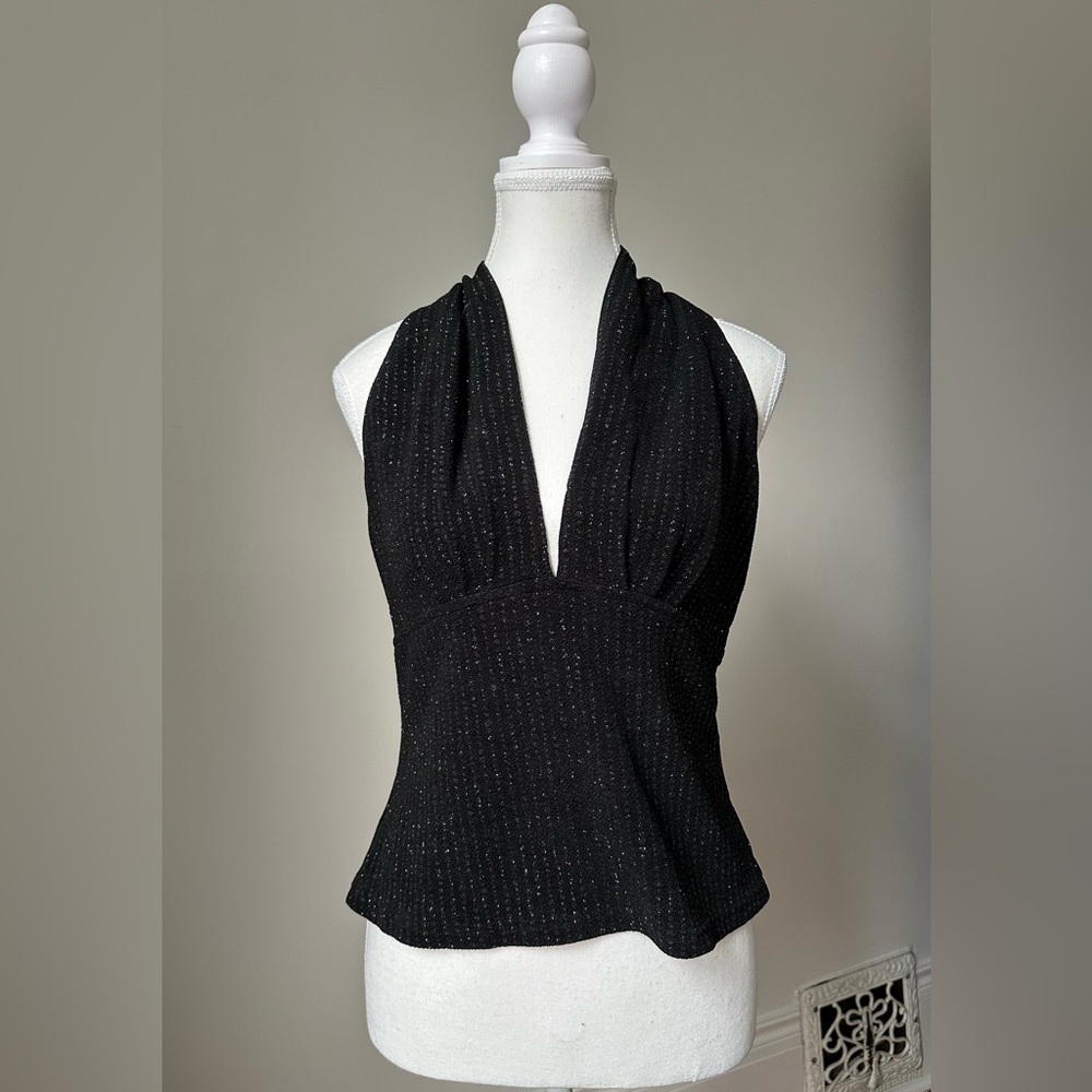BARI JAY Faux Halter Neck Shimmer Vintage Holiday Whimsigoth Top Size 12